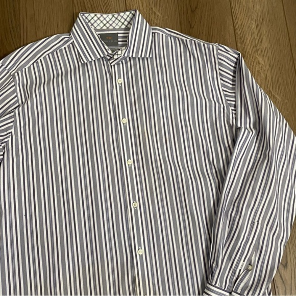 Thomasβ Dean Shirt Mens Large Long Sleeve Purple Striped